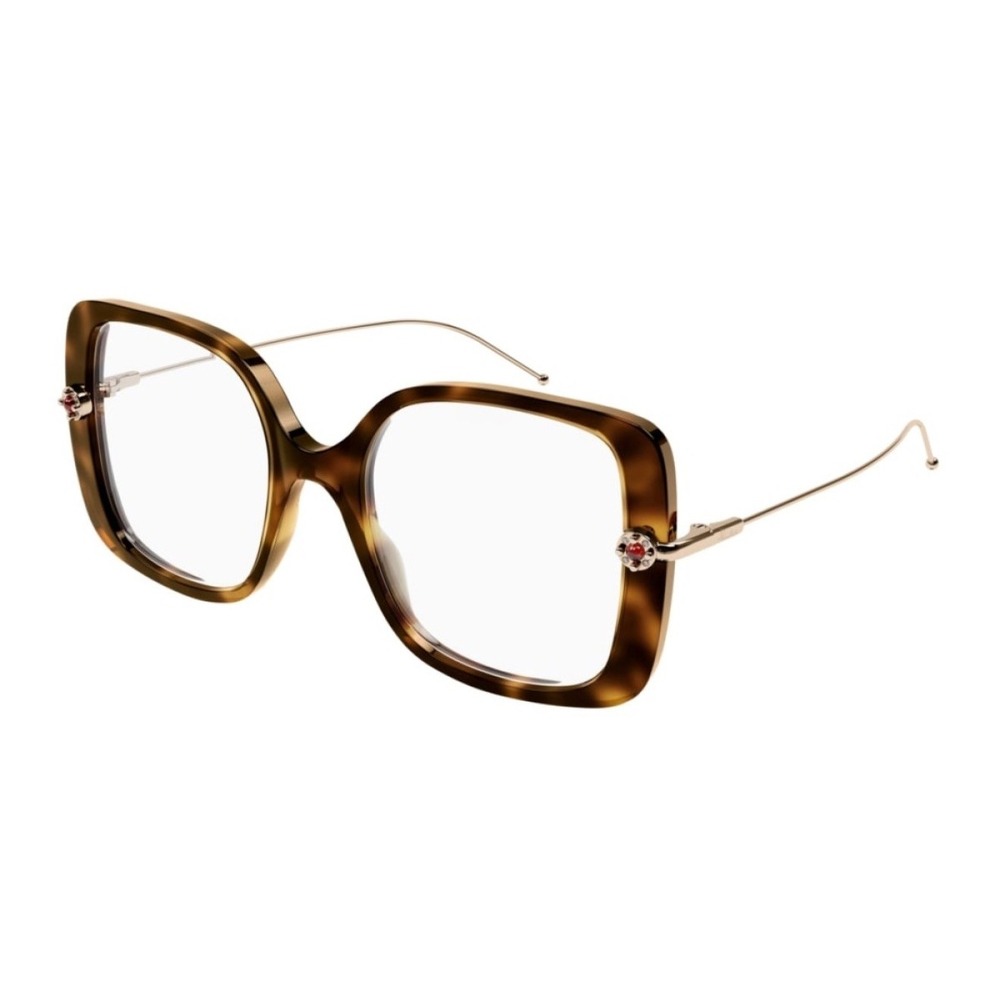 Pomellato Eyeglasses PM0098O-002 Havana Gold Tortoise Square Women Italy NEW
